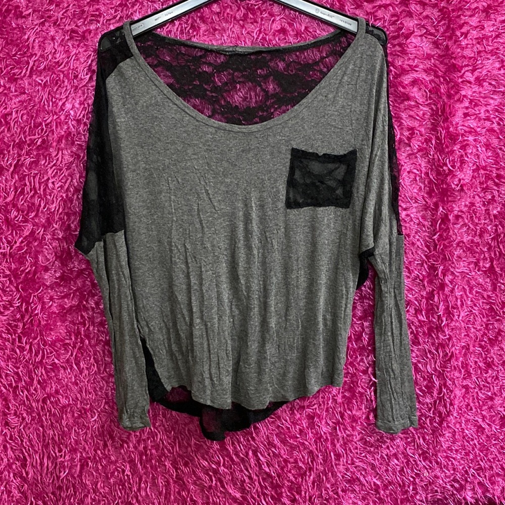 Grey sweater summer with lace back